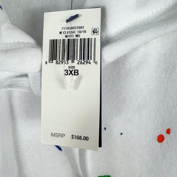 Polo Ralph Lauren Sweatshirt Mens 3XB White Paint Splatter Hoodie Logo Pullover - Picture 4 of 12